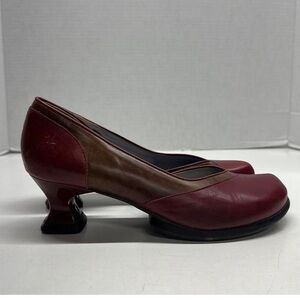 Rare John Fluevog Pumps - Cherry Red/Brown